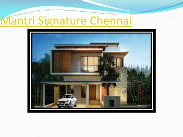 Mantri Signature Villas ECR Road chennai