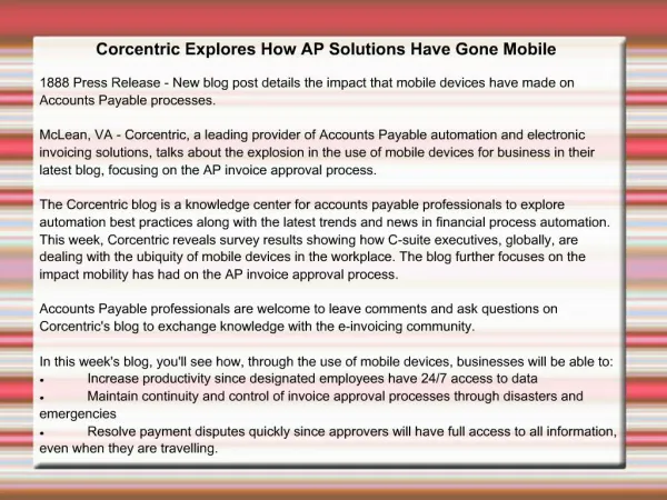 Corcentric Explores How AP Solutions Have Gone Mobile