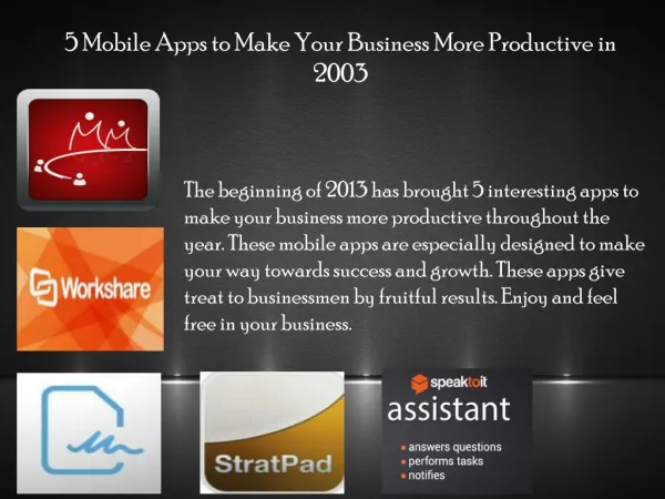 5 Mobile Apps to Make Your Business More Productive in 2003