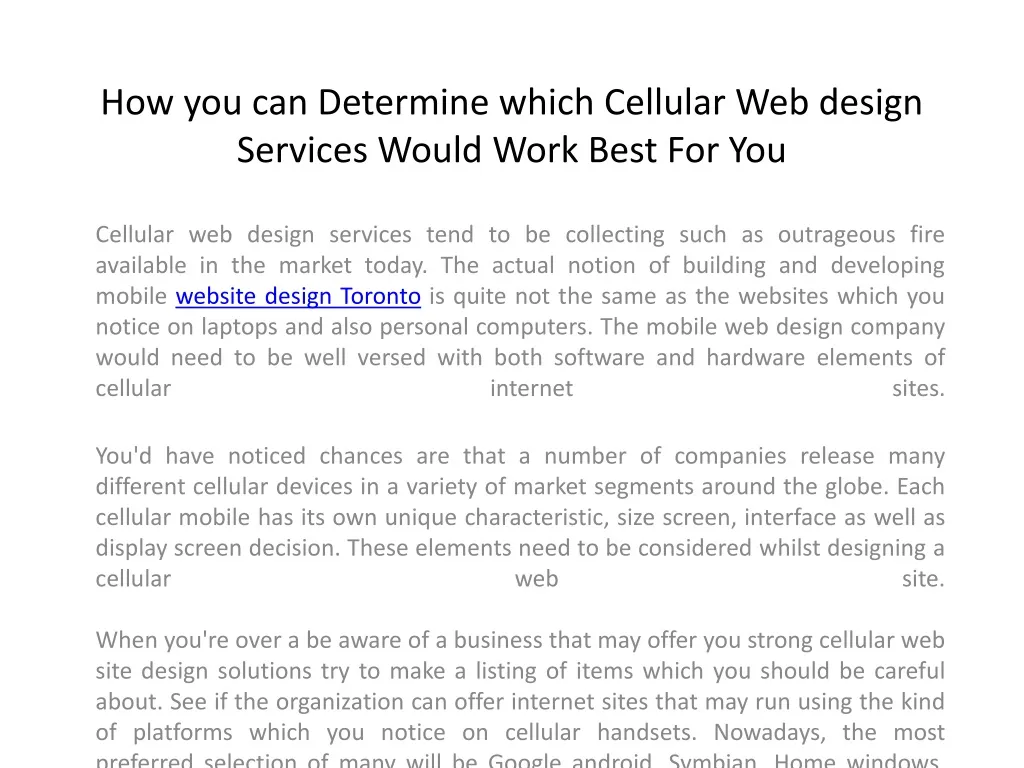 how you can determine which cellular web design services would work best for you