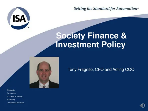 Society Finance &amp; Investment Policy