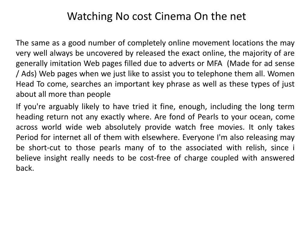 watching no cost cinema on the net