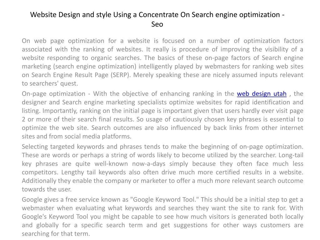 website design and style using a concentrate on search engine optimization seo