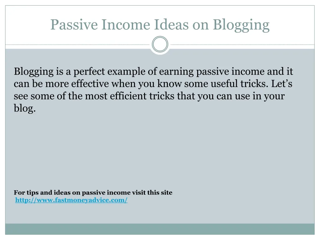 passive income ideas on blogging