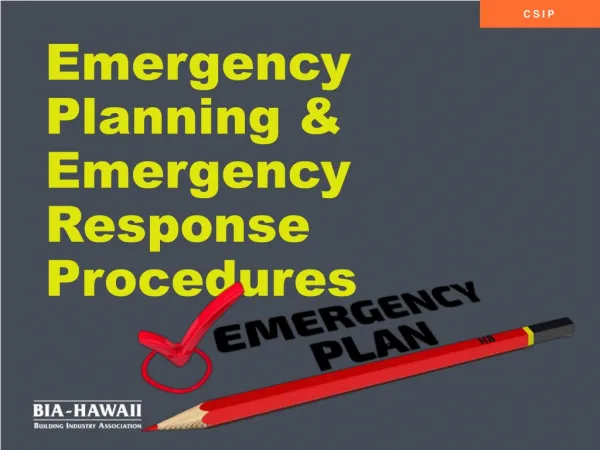 Emergency Planning &amp; Emergency Response Procedures
