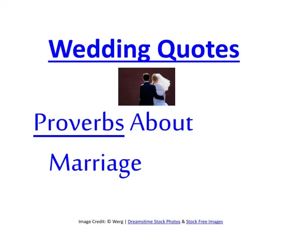 Wedding proverbs