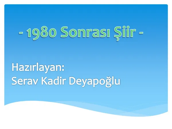 1980 Sonrası Şiir - 2010 VERSİYON