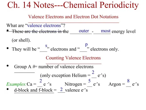 Ch. 14 Notes---Chemical Periodicity