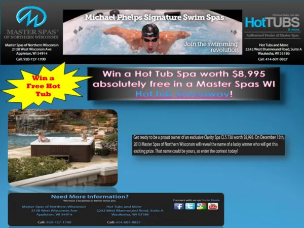 Win a free Hot Tub Spa worth $8,995 by Master Spas WI