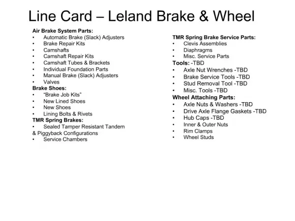 Line Card Leland Brake Wheel