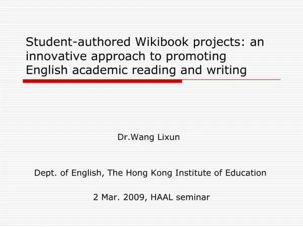 Student-authored Wikibook projects: an innovative approach to promoting English academic reading and writing