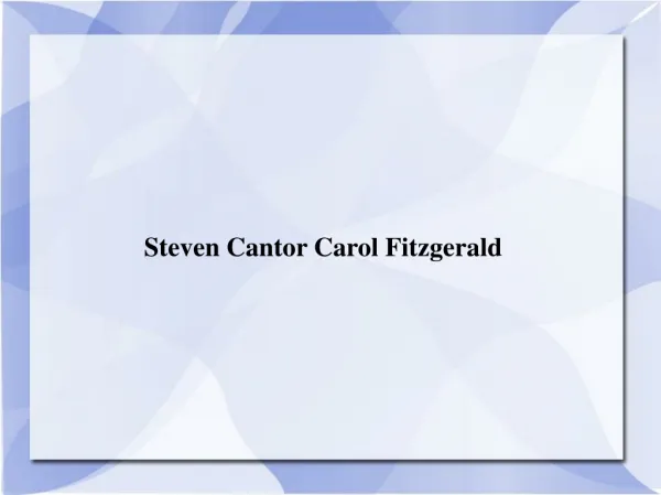 Steven Cantor Carol Fitzgerald