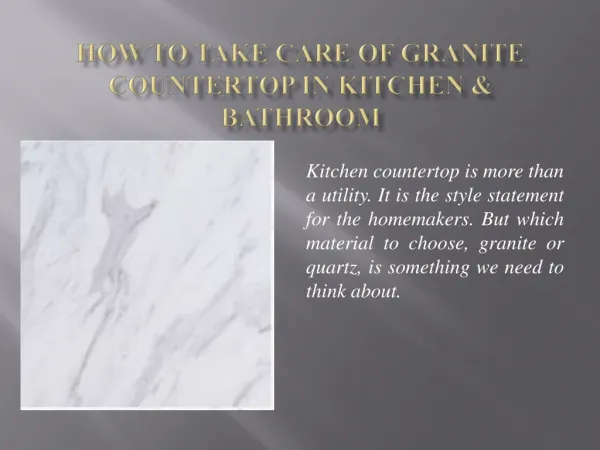 How to Take Care of Granite Countertop in Kitchen & Bathroom