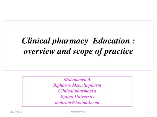 Clinical pharmacy overview: Ethiopia