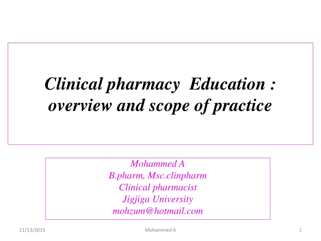 clinical pharmacy education overview and scope of practice