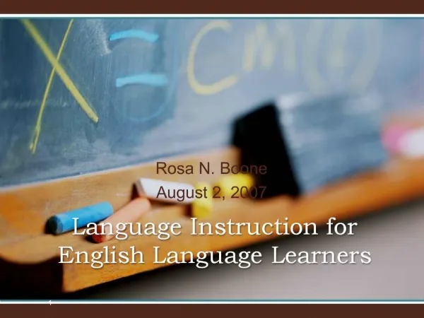 Language Instruction for English Language Learners