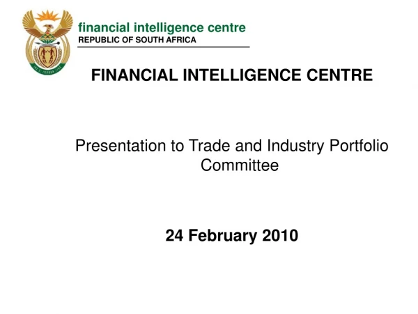 financial intelligence centre REPUBLIC OF SOUTH AFRICA