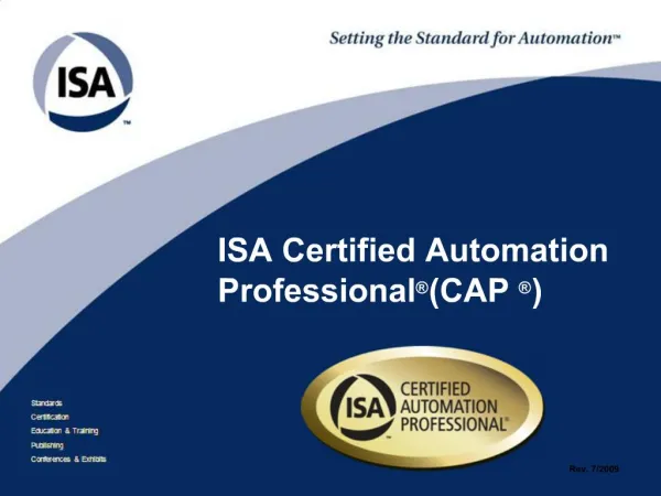 ISA Certified Automation Professional CAP