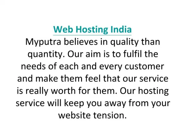 Web Hosting india