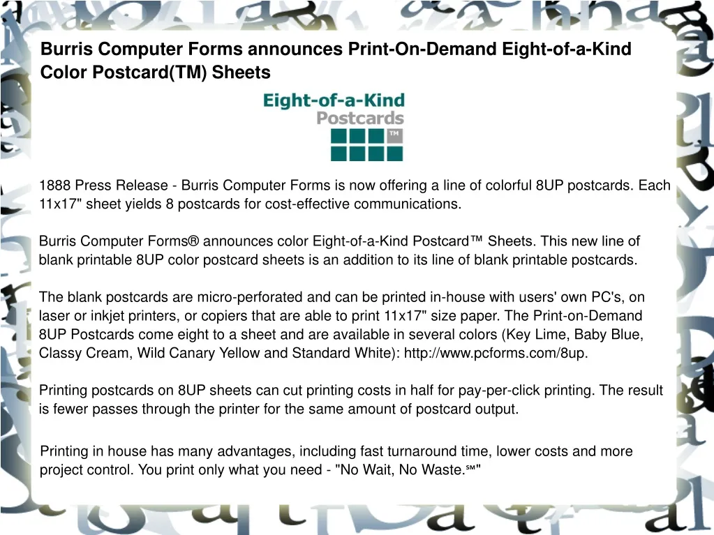 burris computer forms announces print on demand