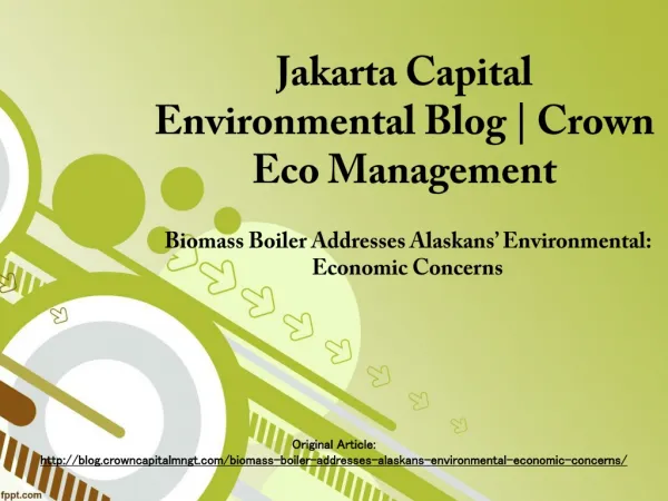 Jakarta Capital Environmental Blog : Crown Eco Management