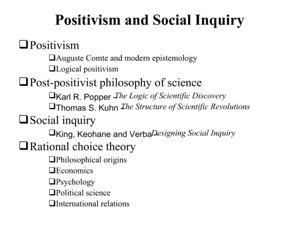 Positivism and Social Inquiry