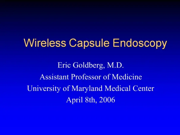 Wireless Capsule Endoscopy