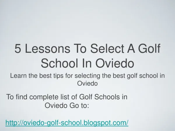 Find The Best Oviedo Florida Golf Schools