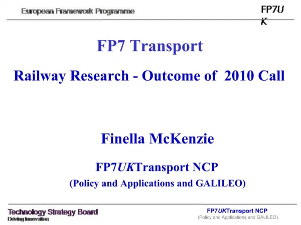 FP7UK Transport NCP Policy and Applications and GALILEO