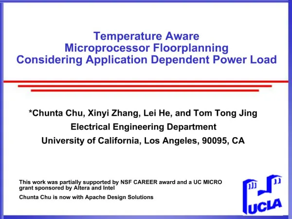Temperature Aware Microprocessor Floorplanning Considering Application Dependent Power Load