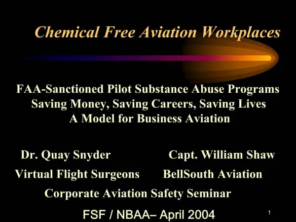 Chemical Free Aviation Workplaces