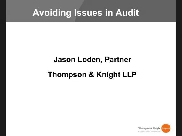 Avoiding Issues in Audit