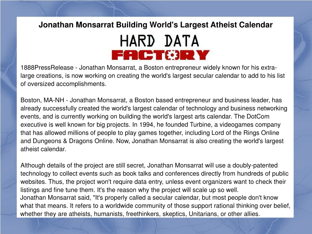 jonathan monsarrat building world s largest