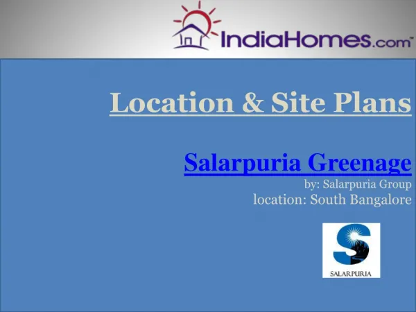 Property in Bangalore - Salarpuria Greenage by Salarpuria