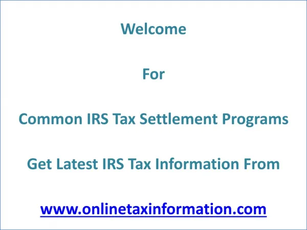 Online IRS Tax Settlement Programs