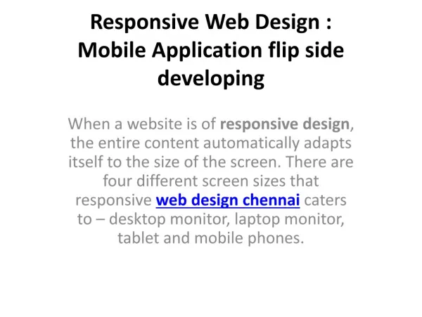 Responsive Web Design | Mobile Application flip side Develop