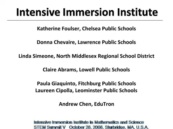 Intensive Immersion Institute