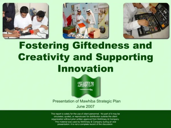 Fostering Giftedness and Creativity and Supporting Innovation