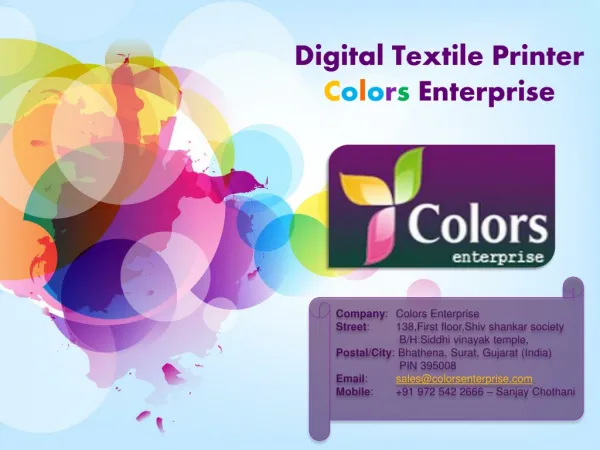 Varoius Textile Digital Printer - Colors Enterprise