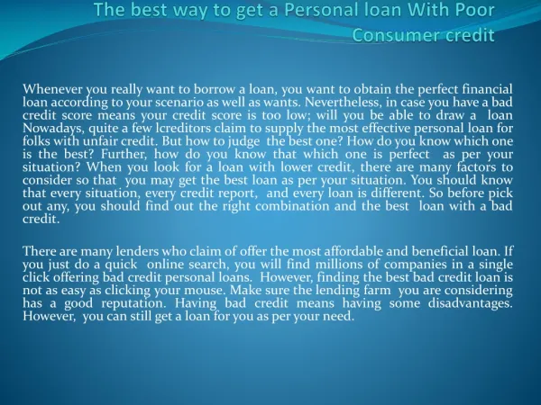 best loans with bad credit