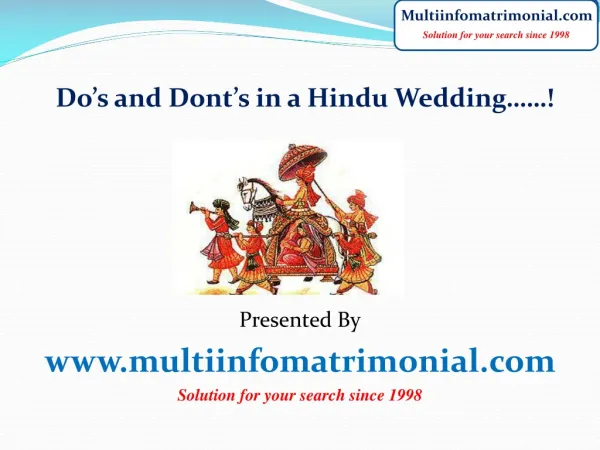 Do’s and Dont’s in a Hindu wedding……!