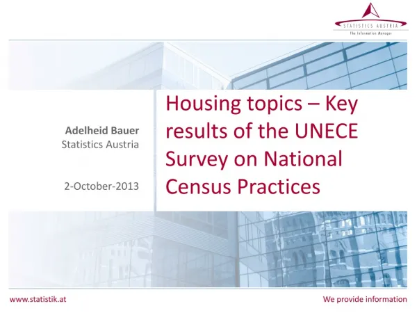Housing topics – Key results of the UNECE Survey on National Census Practices
