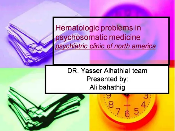 Hematologic problems in psychosomatic medicine psychiatric ...