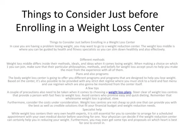 weight loss centers