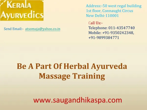 Be A Part Of Herbal Ayurveda Massage Training