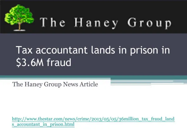 The Haney Group News Article | Tax accountant lands in priso