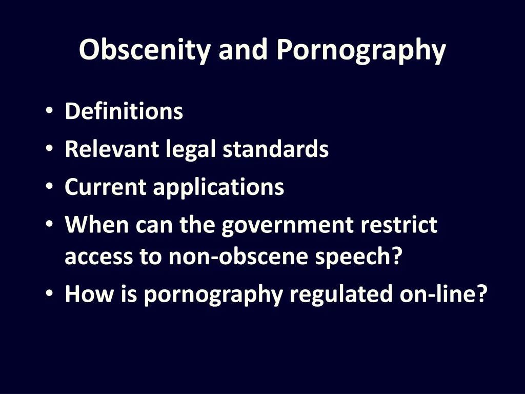 obscenity and pornography