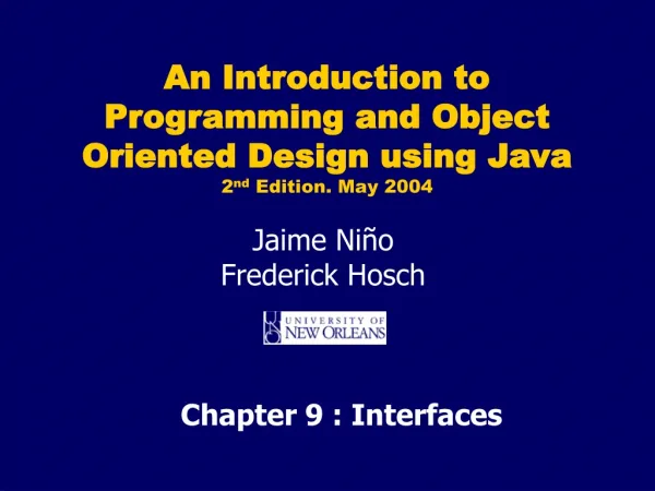 Chapter 9 : Interfaces
