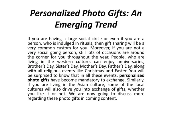 Personalized Photo Gifts: An Emerging Trend