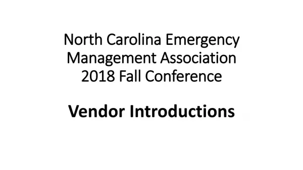 North Carolina Emergency Management Association 2018 Fall Conference
